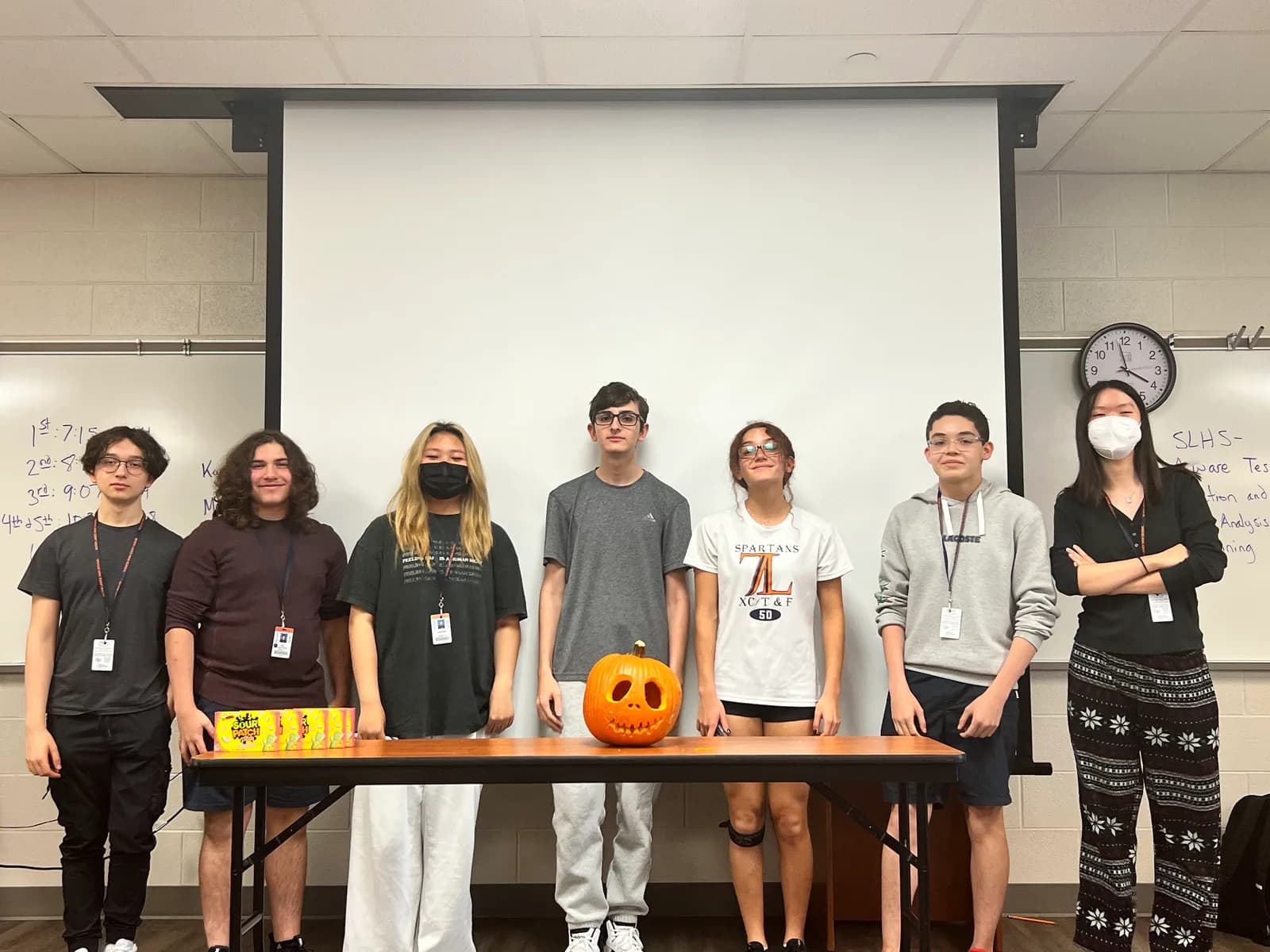 Group photo at the end of the fall social pumpkin contest