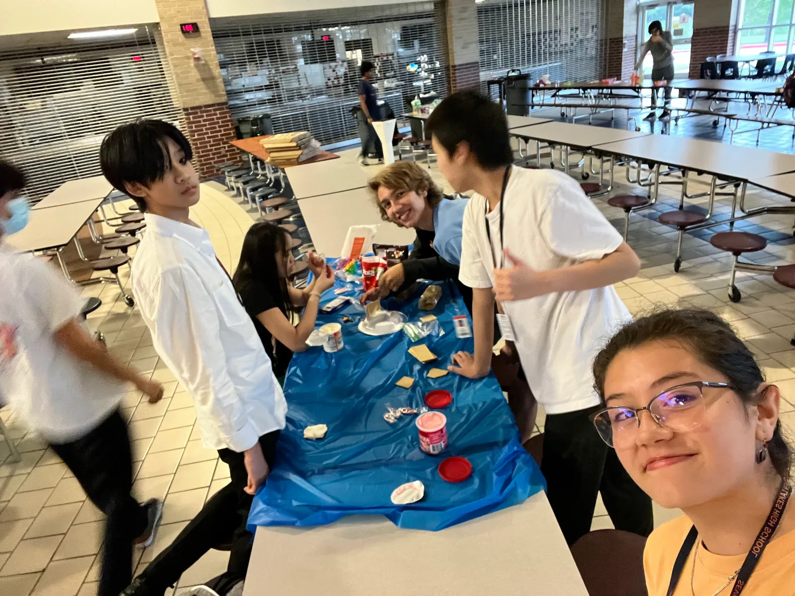 Members building and snacking at the winter social